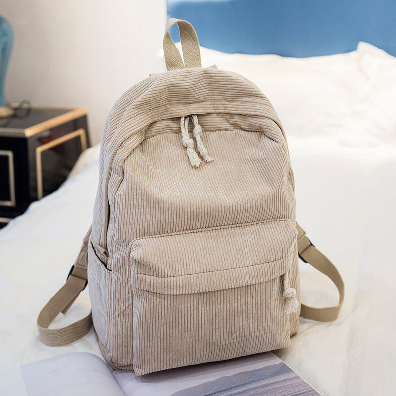 Large Capacity Corduroy Backpack Leisure Student Schoolbags