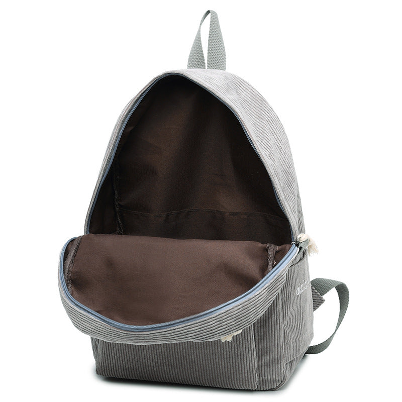 Large Capacity Corduroy Backpack Leisure Student Schoolbags