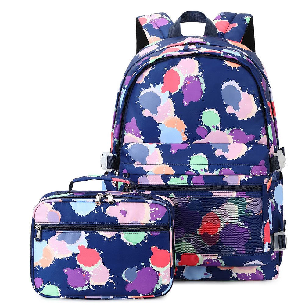 Girls' 3 Pieces Laptop Bookbag Cute Pringting Waterproof Backpack for School
