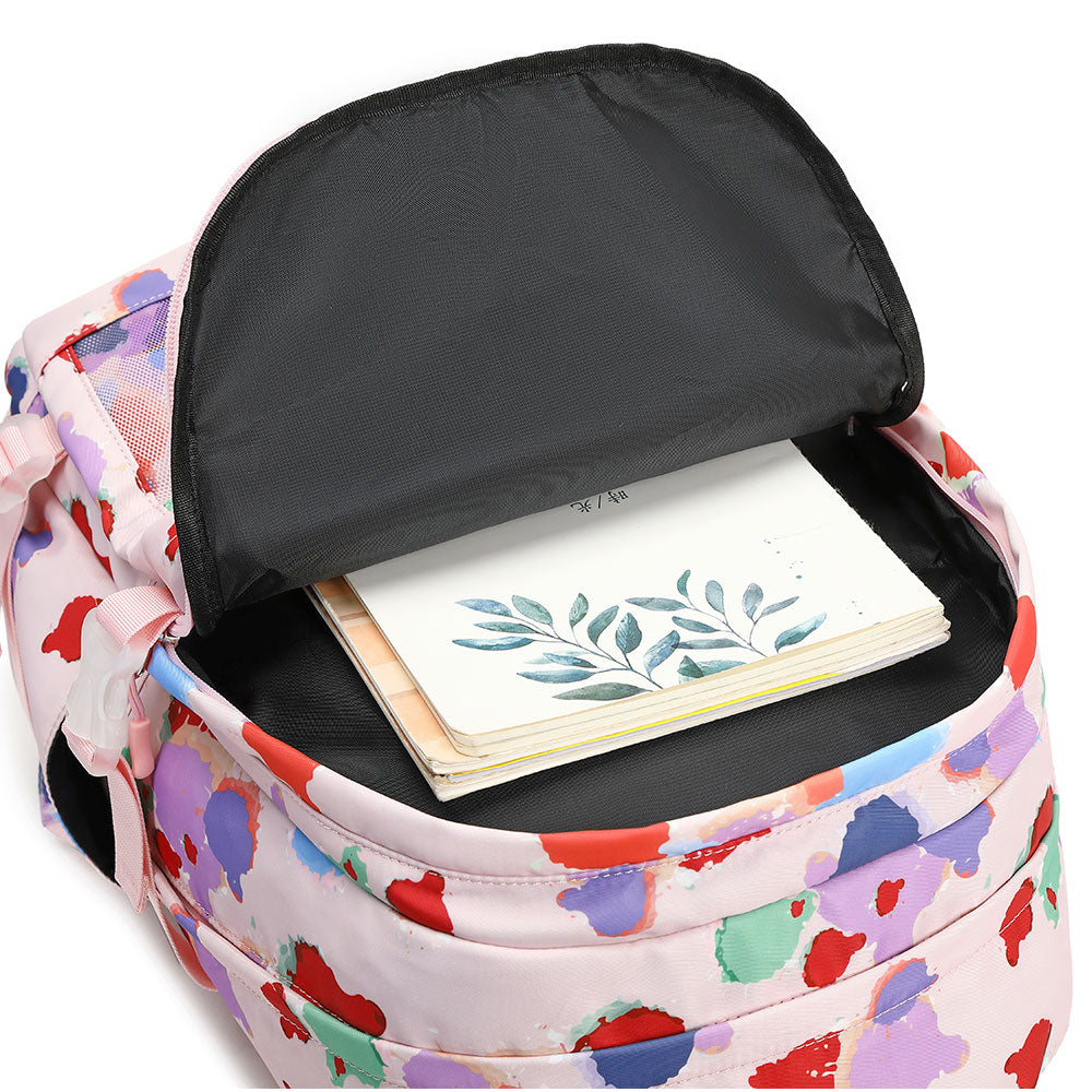 Girls' 3 Pieces Laptop Bookbag Cute Pringting Waterproof Backpack for School