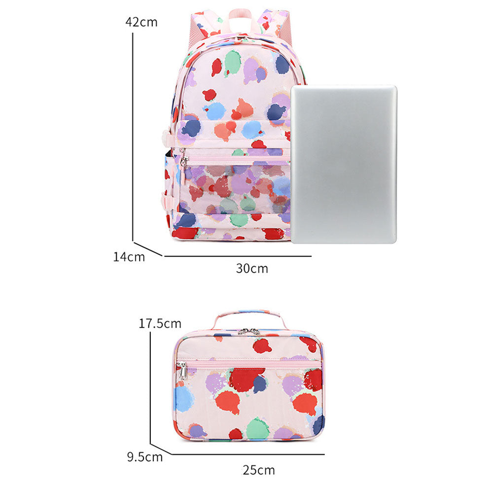 Girls' 3 Pieces Laptop Bookbag Cute Pringting Waterproof Backpack for School