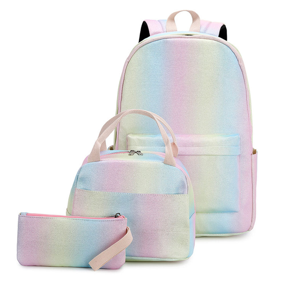 girls waterproof mini backpack Large Capacity Rainbow School Backpack for Girls Chic 3 Pieces Waterpr