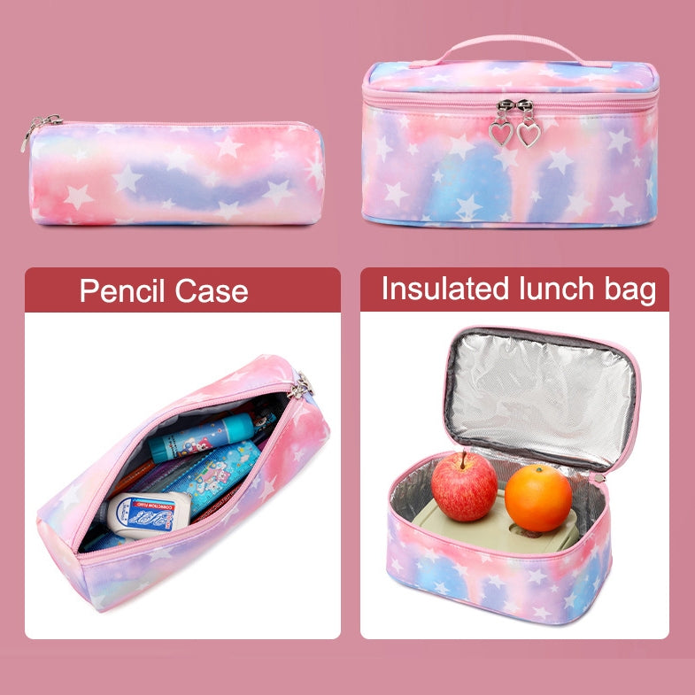 Star Printing Backpack Set Bookbag Kit for Primary/Middle School Durable Daypack