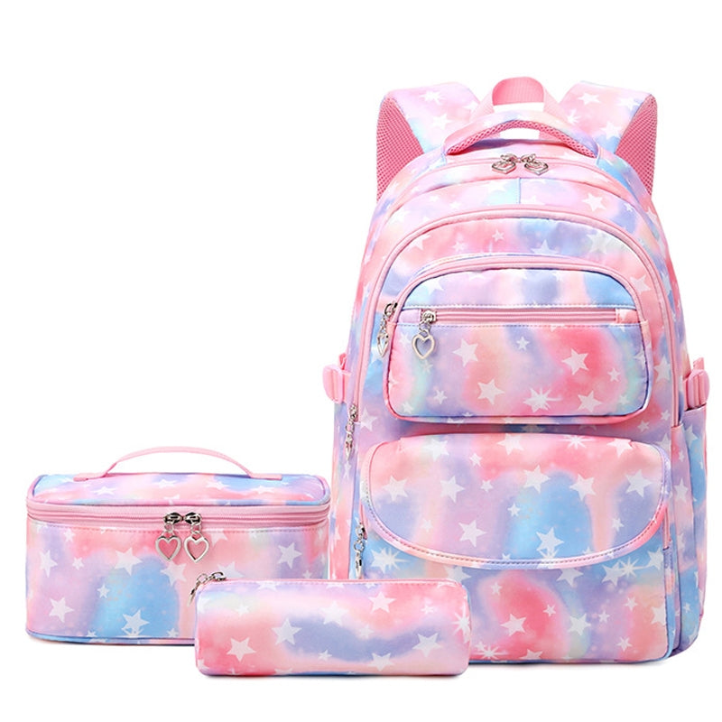 Star Printing Backpack Set Bookbag Kit for Primary/Middle School Durable Daypack