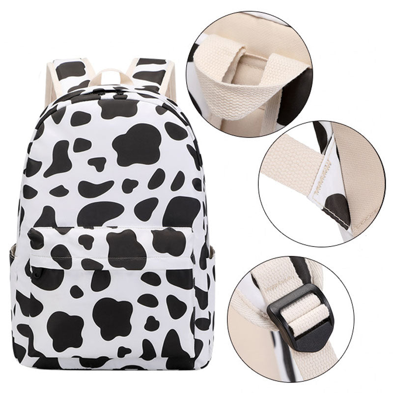 Cow Printed Backpack Set College School Bookbag for Work Travel