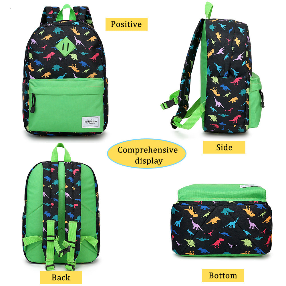 Dinosaur Backpack Set for School Girl Boys Cute Bookbag Set with Lunch Box