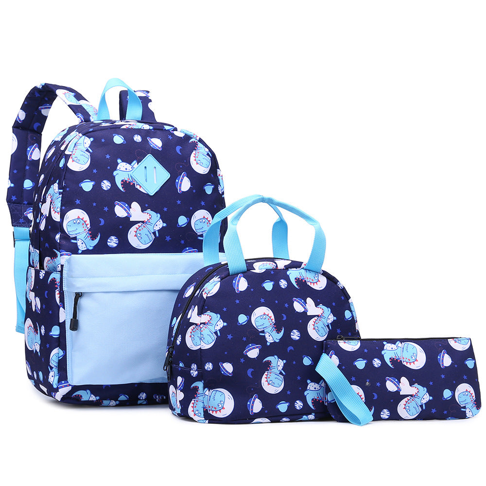 Dinosaur Backpack Set for School Girl Boys Cute Bookbag Set with Lunch Box