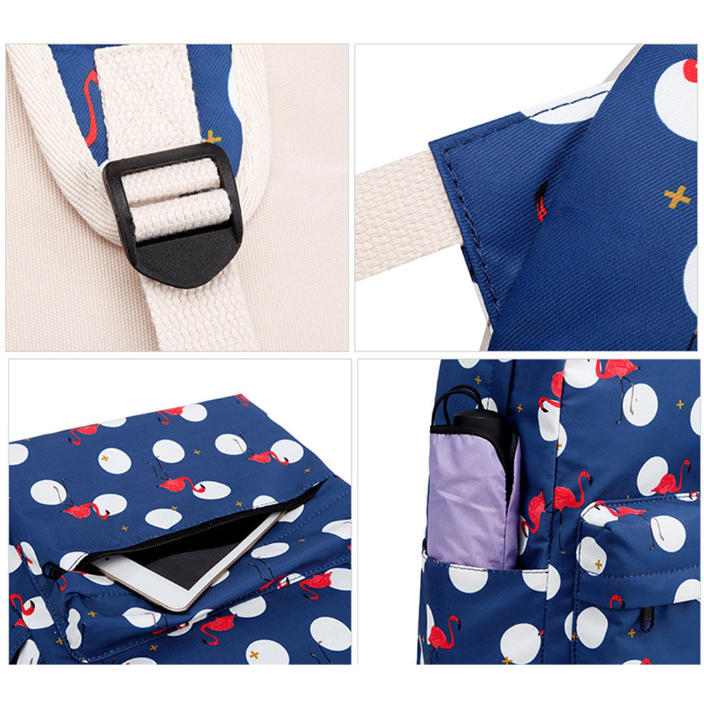 School Backpack set for Teen Girls Backpack Cute Flamingo Prints Bookbags with Lunch bag Pencil Case Casual Daypack