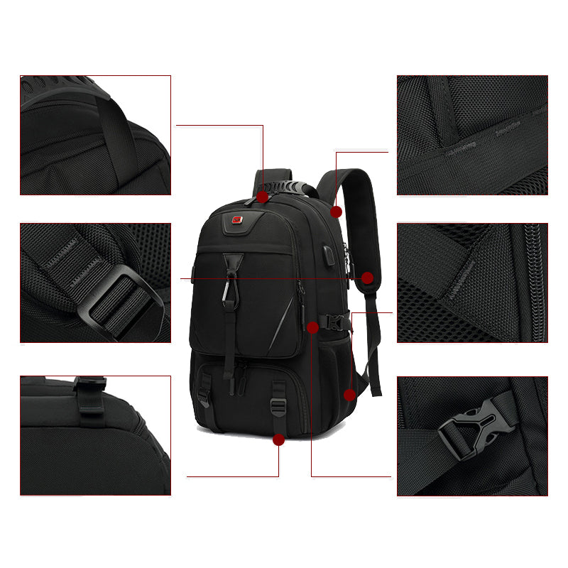 50-70L Travel Backpack For Men Gym Book With Shoe Compartment USB Charging Port
