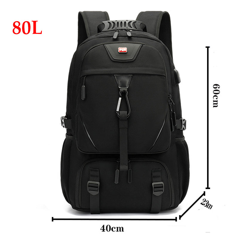 50-70L Travel Backpack For Men Gym Book With Shoe Compartment USB Charging Port