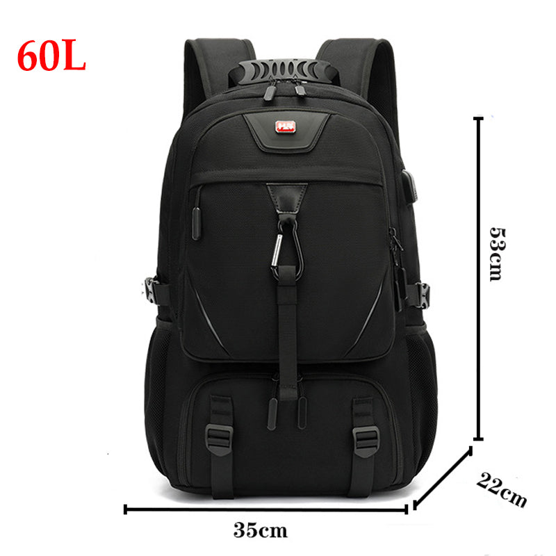 50-70L Travel Backpack For Men Gym Book With Shoe Compartment USB Charging Port