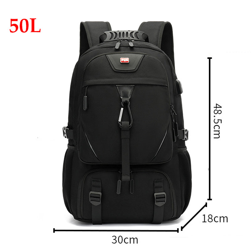 50-70L Travel Backpack For Men Gym Book With Shoe Compartment USB Char