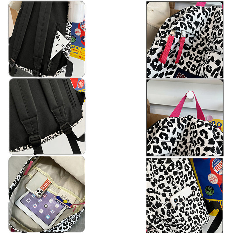 Leopard Print School Backpack Casual Bookbag Travel Daypack