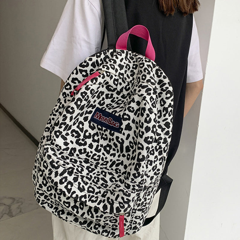 Leopard Print School Backpack Casual Bookbag Travel Daypack
