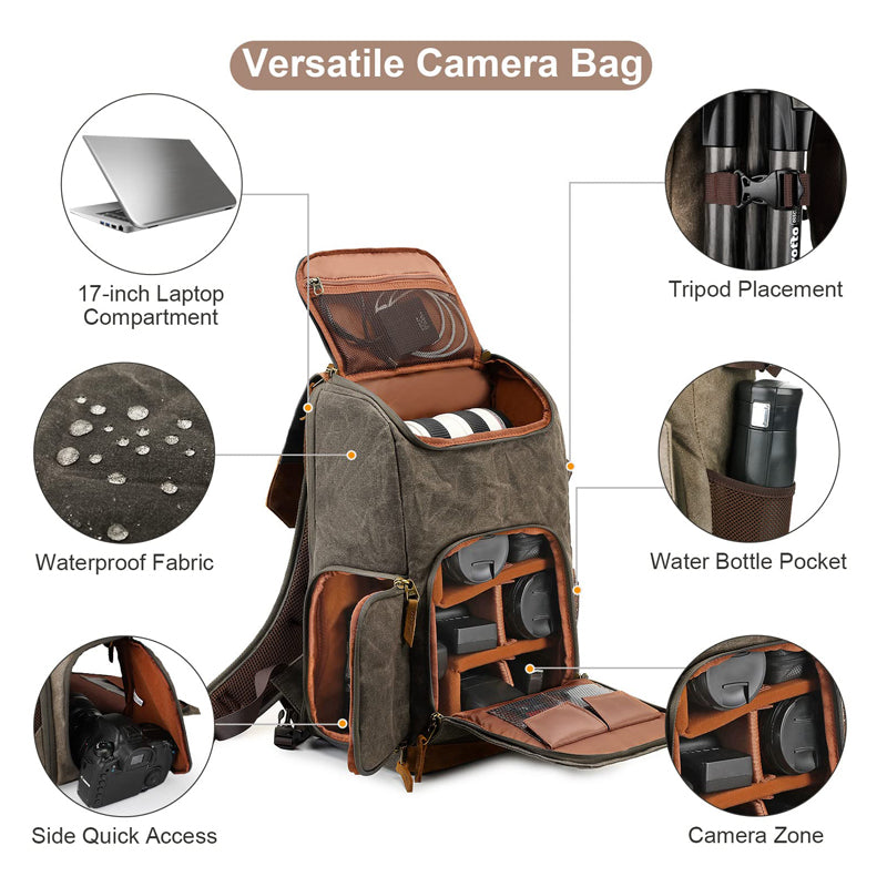 Canvas Camera Backpack Lens Storage Bag
