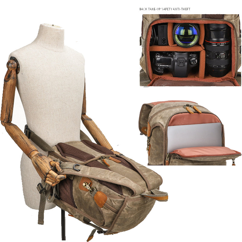 Camera Photo Backpack Tripod Lens Canvas Bag