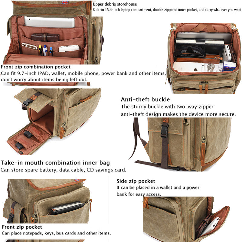 Canvas SLR DSLR Bag Camera Backpack