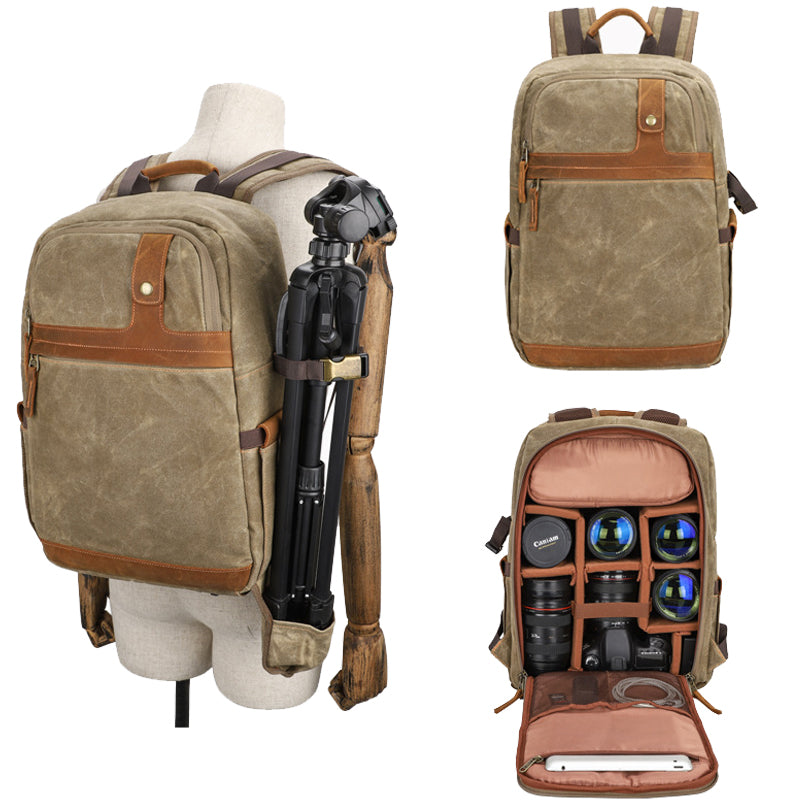 Canvas Camera Backpack for Canon Nikon Sony SLR Lens Tripod