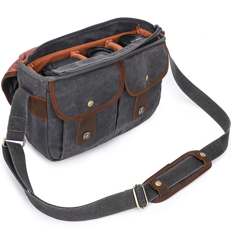 Waxed Canvas DSLR Camera Messenger Bag