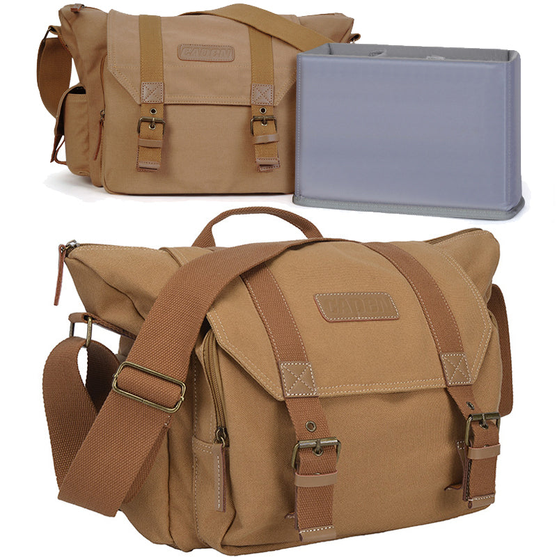 Canvas Camera Messenger Bag with Tripod Holder