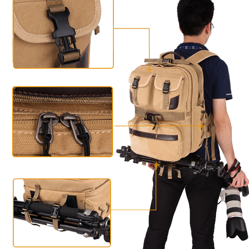 Large Photography Backpack Canvas Camera Bag