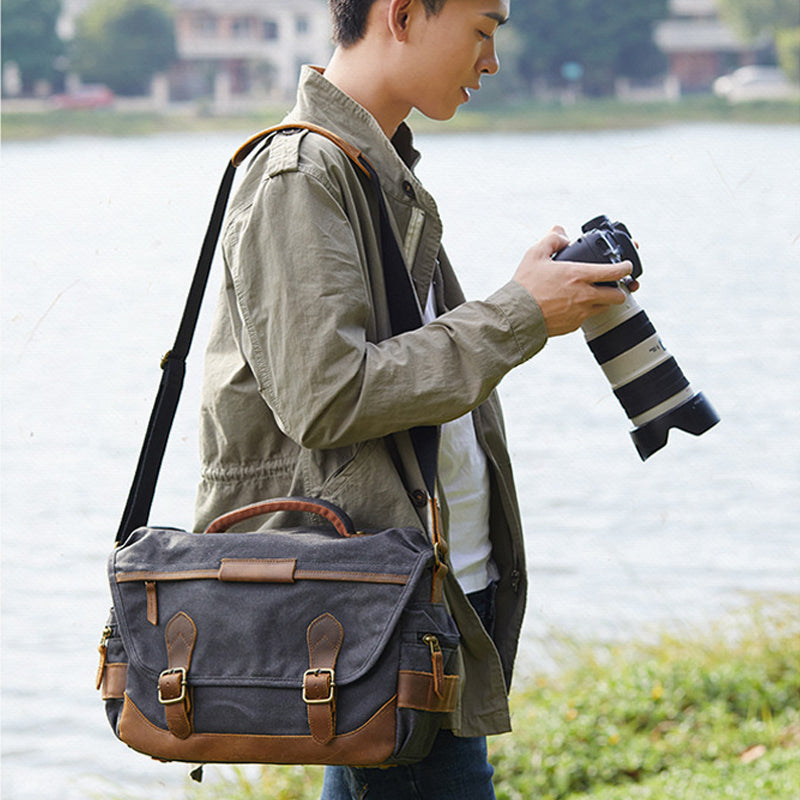 Waterproof Camera Bag Canvas Photography Messenger Bag