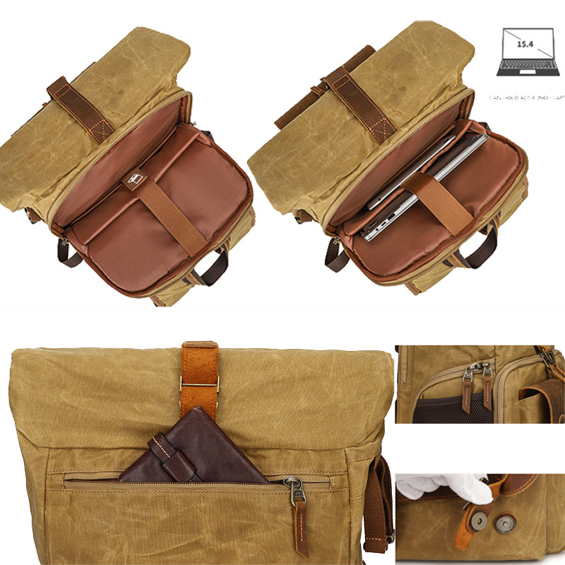 Retro Batik Canvas Leather Backpack Camera Bag