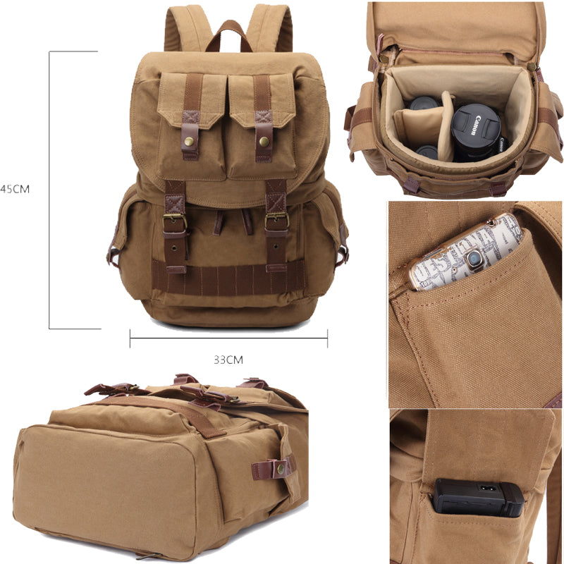 Multifuction Canvas Backpack Camera Ruckpack