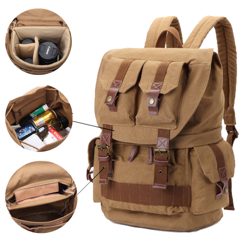 Multifuction Canvas Backpack Camera Ruckpack