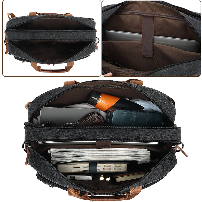 Multi Function Canvas Backpack Fit 17 in Laptop