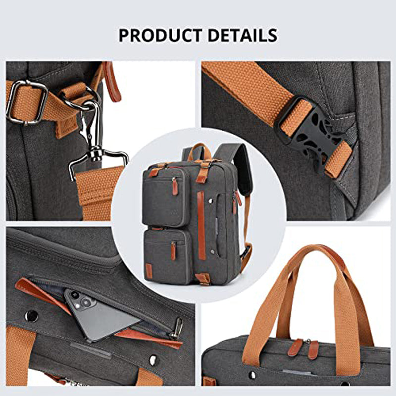 Multi Function Canvas Backpack Fit 17 in Laptop