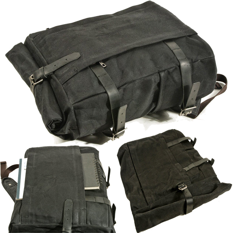 Anti-theft Canvas Laptop Backpack Roll Top