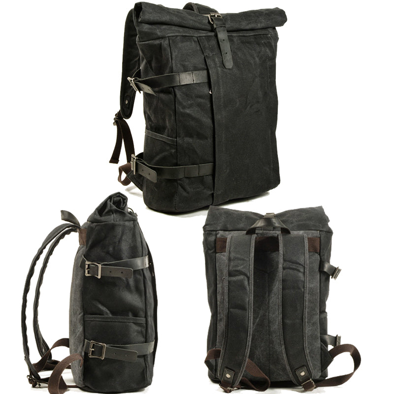 Anti-theft Canvas Laptop Backpack Roll Top