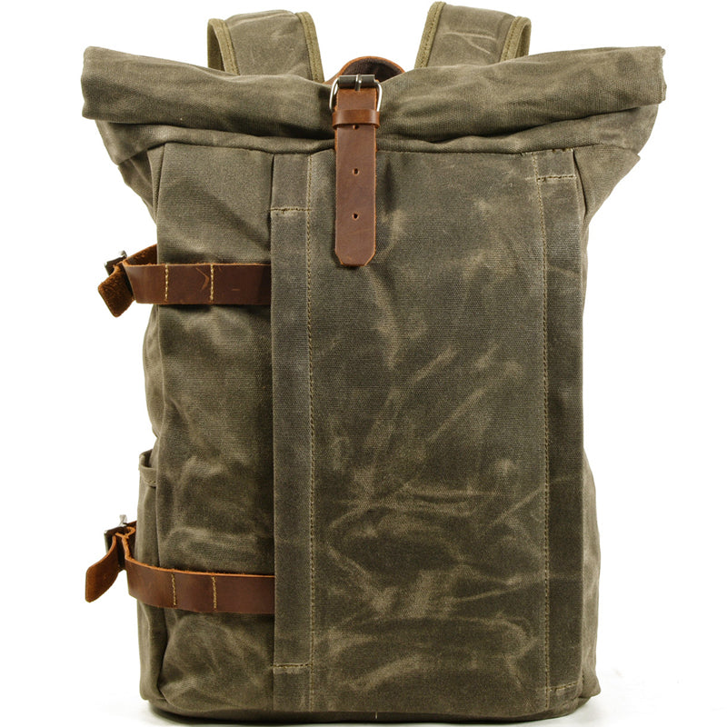 Anti-theft Canvas Laptop Backpack Roll Top