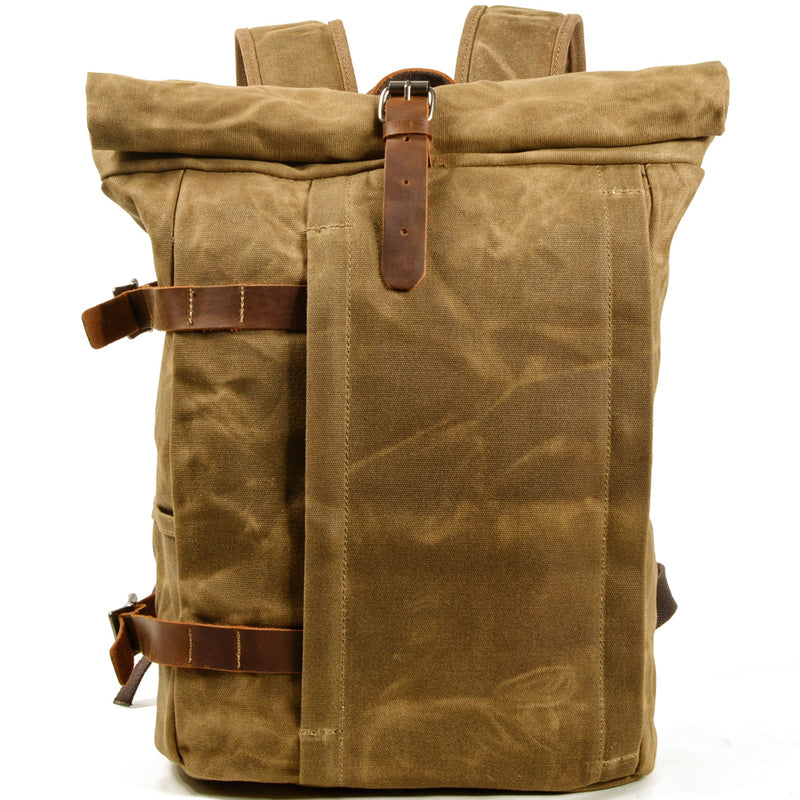 Anti-theft Canvas Laptop Backpack Roll Top