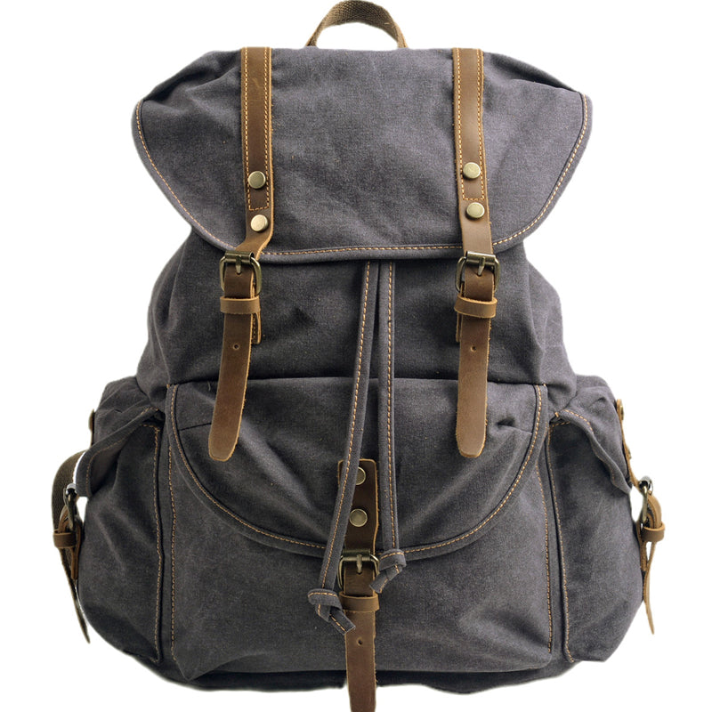 Military Canvas Backpack Students Drawstring Bookbag