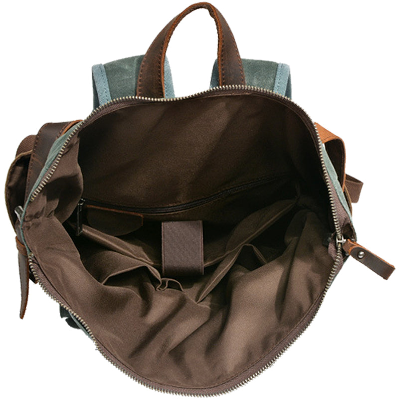 Waxed Canvas Roll Top Backpack Laptop Bag