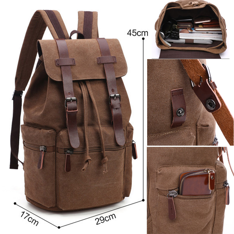 Large Laptop Bookbag Drawstring Canvas Backpack