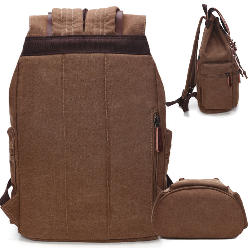 Large Laptop Bookbag Drawstring Canvas Backpack