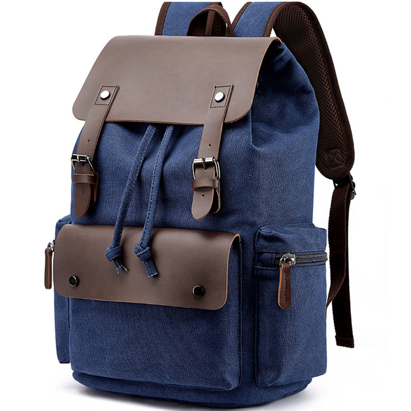 Flap Drawstring Canvas Backpack Daypacks