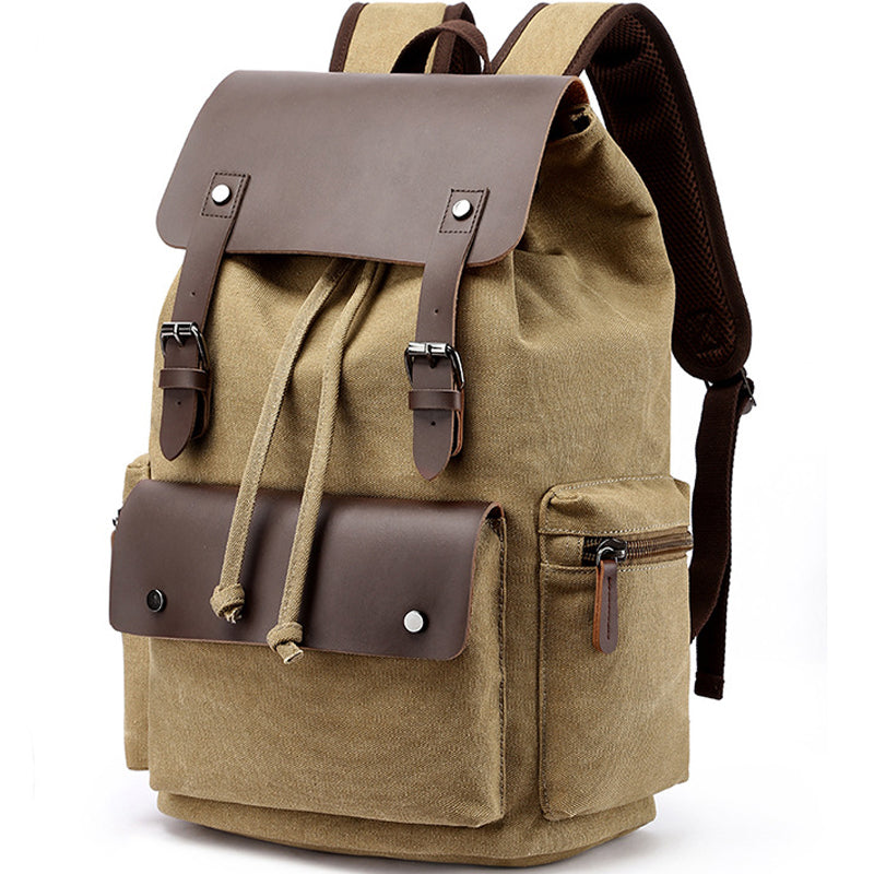 Flap Drawstring Canvas Backpack Daypacks