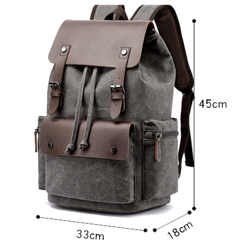 Flap Drawstring Canvas Backpack Daypacks