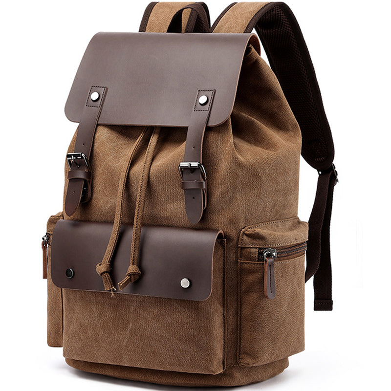 Flap Drawstring Canvas Backpack Daypacks