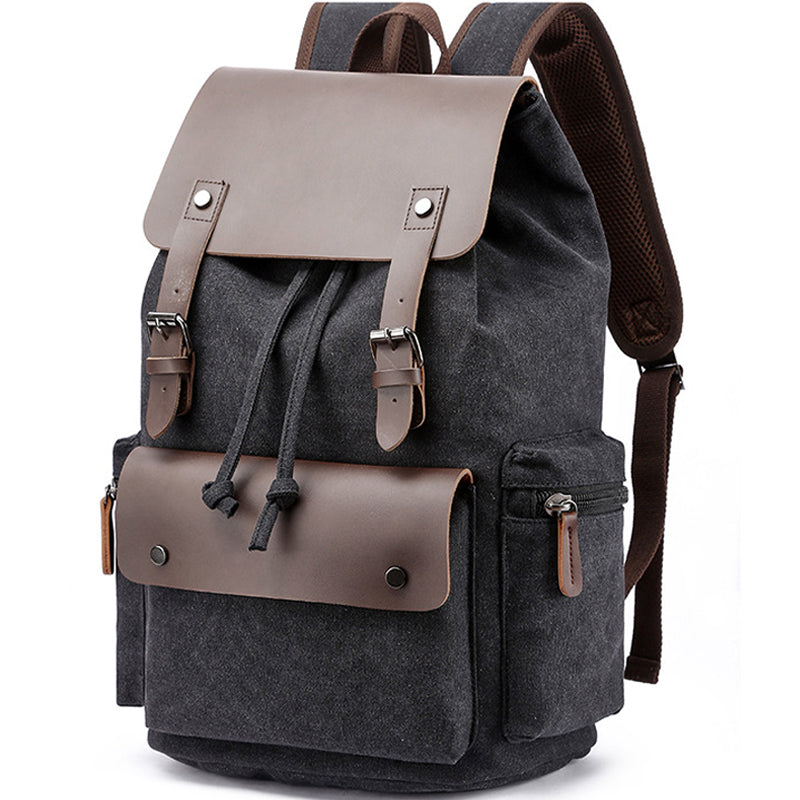 Flap Drawstring Canvas Backpack Daypacks