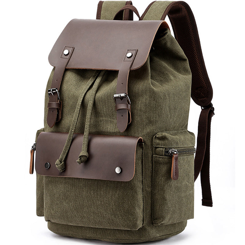 Flap Drawstring Canvas Backpack Daypacks