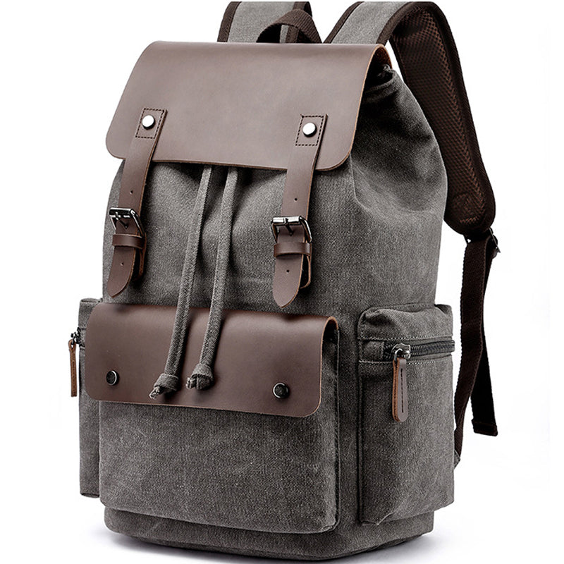 Flap Drawstring Canvas Backpack Daypacks