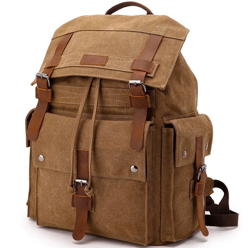 Travel Canvas Backpack Student Drawstring School Bag