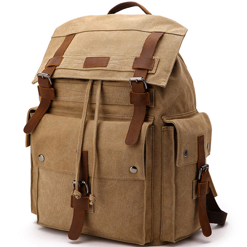 Travel Canvas Backpack Student Drawstring School Bag