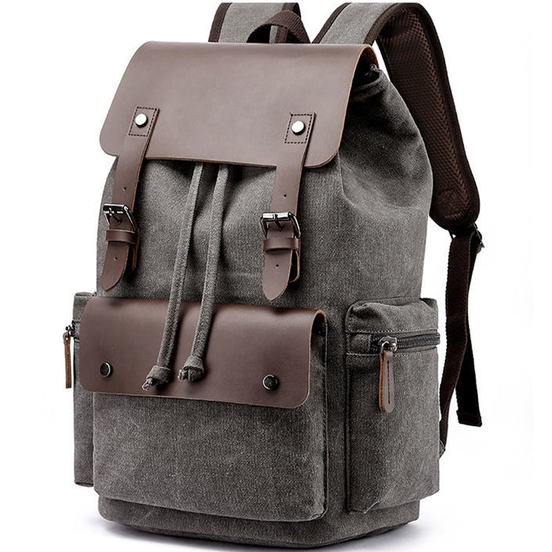 Vintage Canvas Backpack Drawstring Rucksack 20-35L