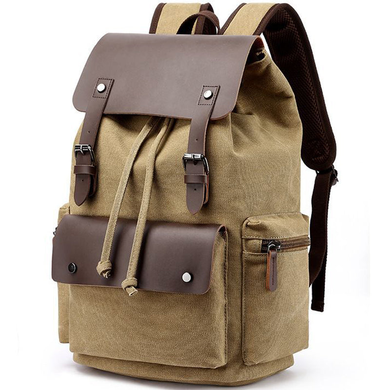 Vintage Canvas Backpack Drawstring Rucksack 20-35L